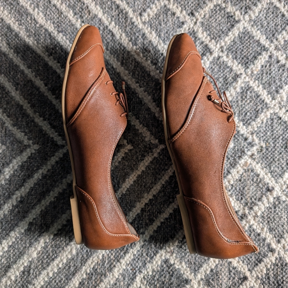 Neuaura vegan Oxford shoes tan brown Gorgeous Fall Autumn 🍁 - Picture 2 of 7